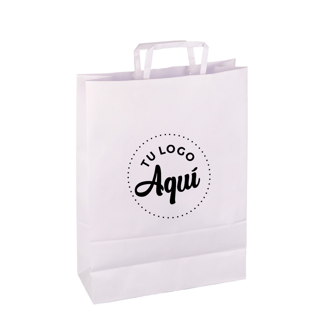 mEP BOLSA BOUTIQUE PAPEL BLANCA PERSONALIZADA 30*12*41CM X UNIDAD