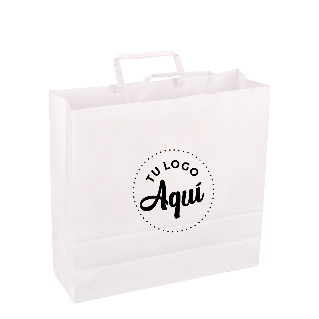 mEP BOLSA BOUTIQUE PAPEL BLANCA PERSONALIZADA 30*12*32CM X UNIDAD
