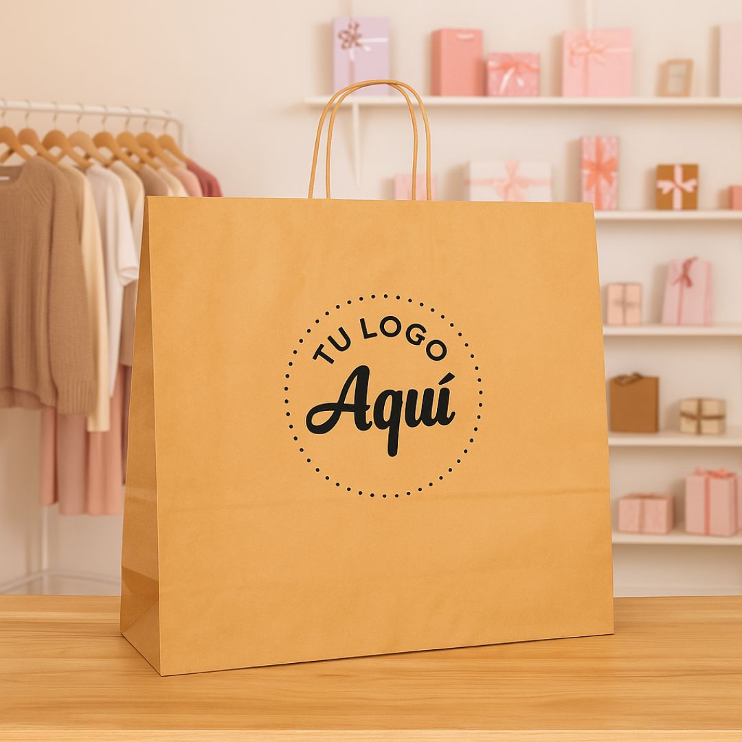 mEP BOLSA BOUTIQUE PAPEL KRAFT PERSONALIZADA 44*15*45CM X UNIDAD