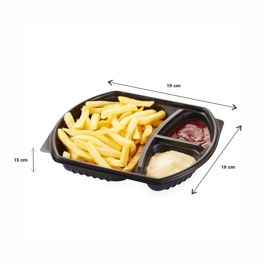 BANDEJA MICRO COTNYL NEGRA C/3 CAVIDADES (20*22*3CM) (CAT3 NE) *50UNID
