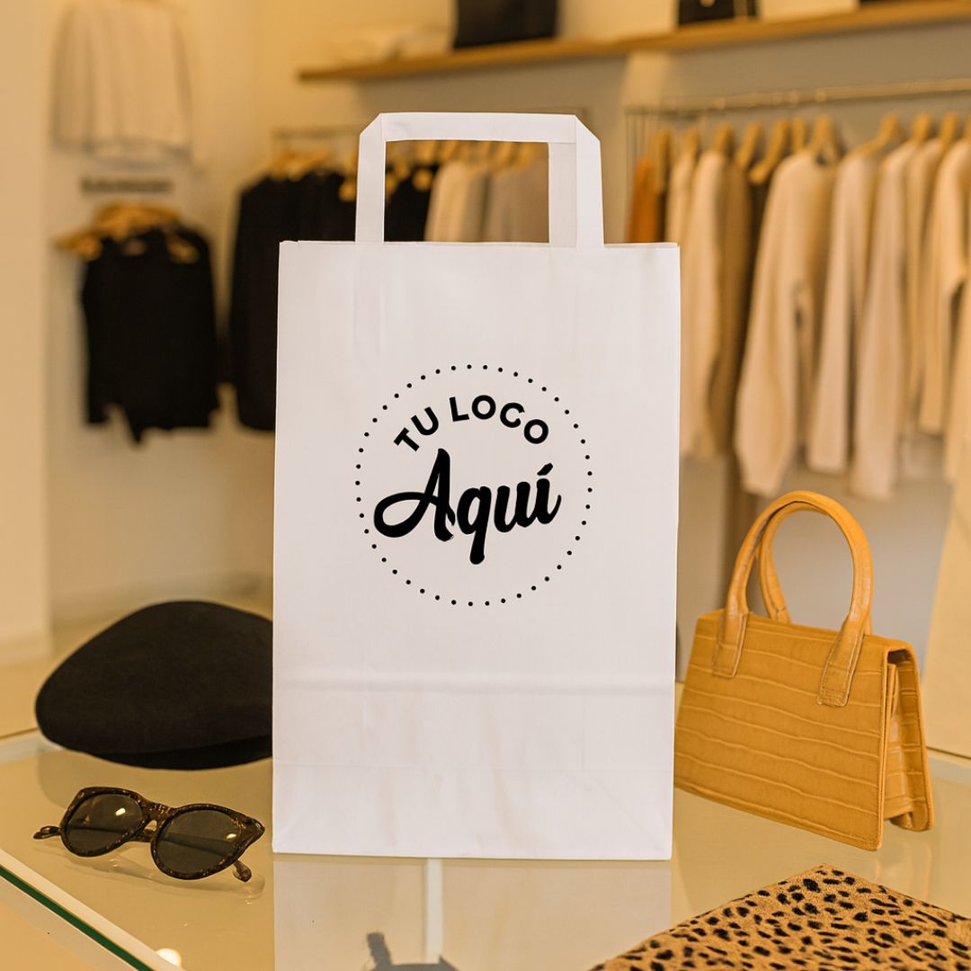 mEP BOLSA BOUTIQUE PAPEL BLANCA PERSONALIZADA 22*10*42CM X UNIDAD