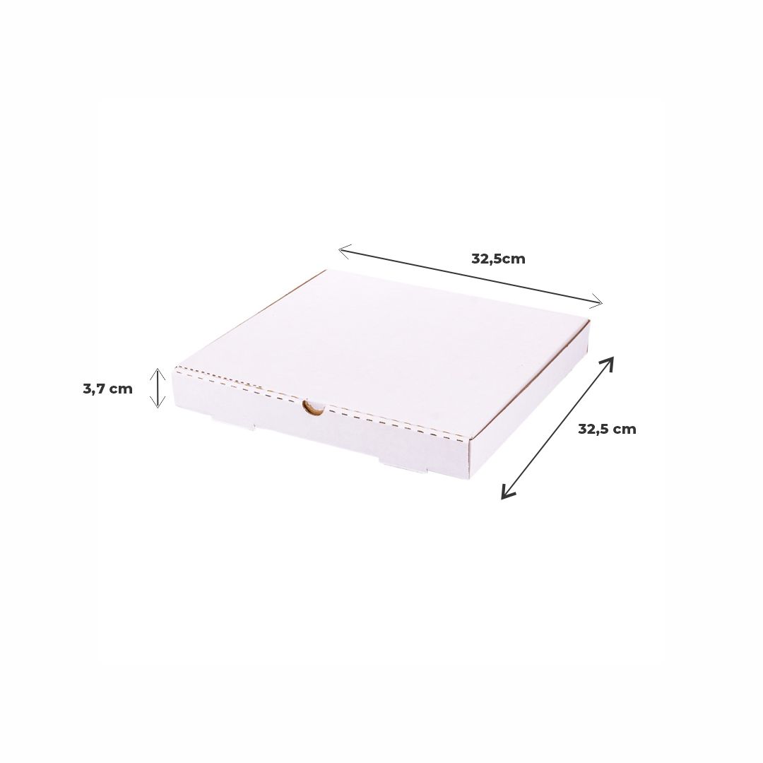 mEP CAJA PIZZA CARTON MICRO BLANCO/MARRON PERSONALIZADO GRANDE REFORZADA (32.5*32.5*3.7CM) X UNIDAD