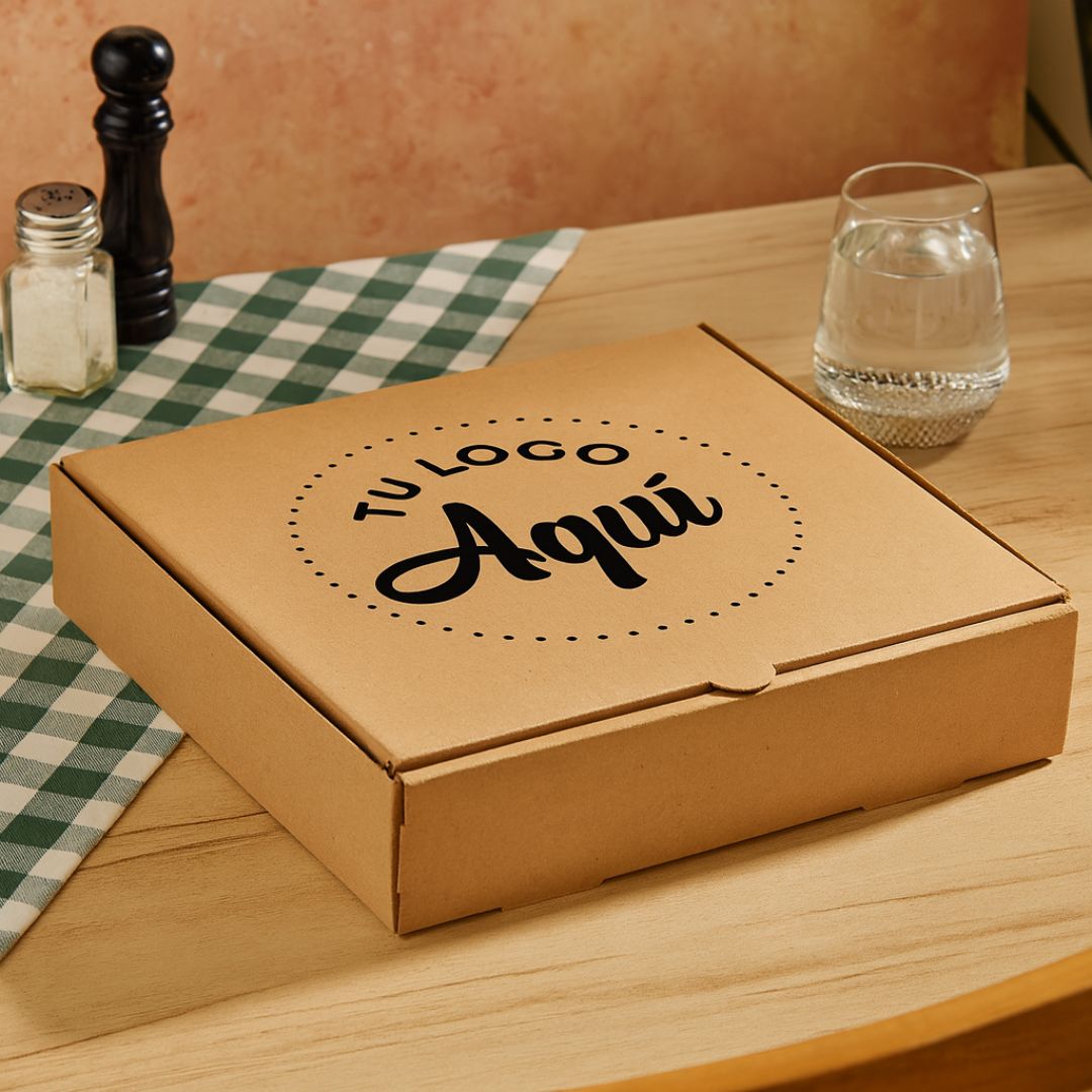 mEP CAJA PIZZA CARTON MICRO MARRON/MARRON PERSONALIZADO DOBLE (31.5*32*8CM) X UNIDAD