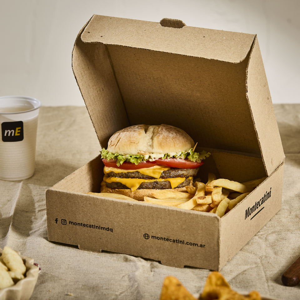 mEP CAJA HAMBURGUESA CARTON MICRO MARRON/MARRON PERSONALIZADO (18.5*18.5*5.5CM) X UNIDAD