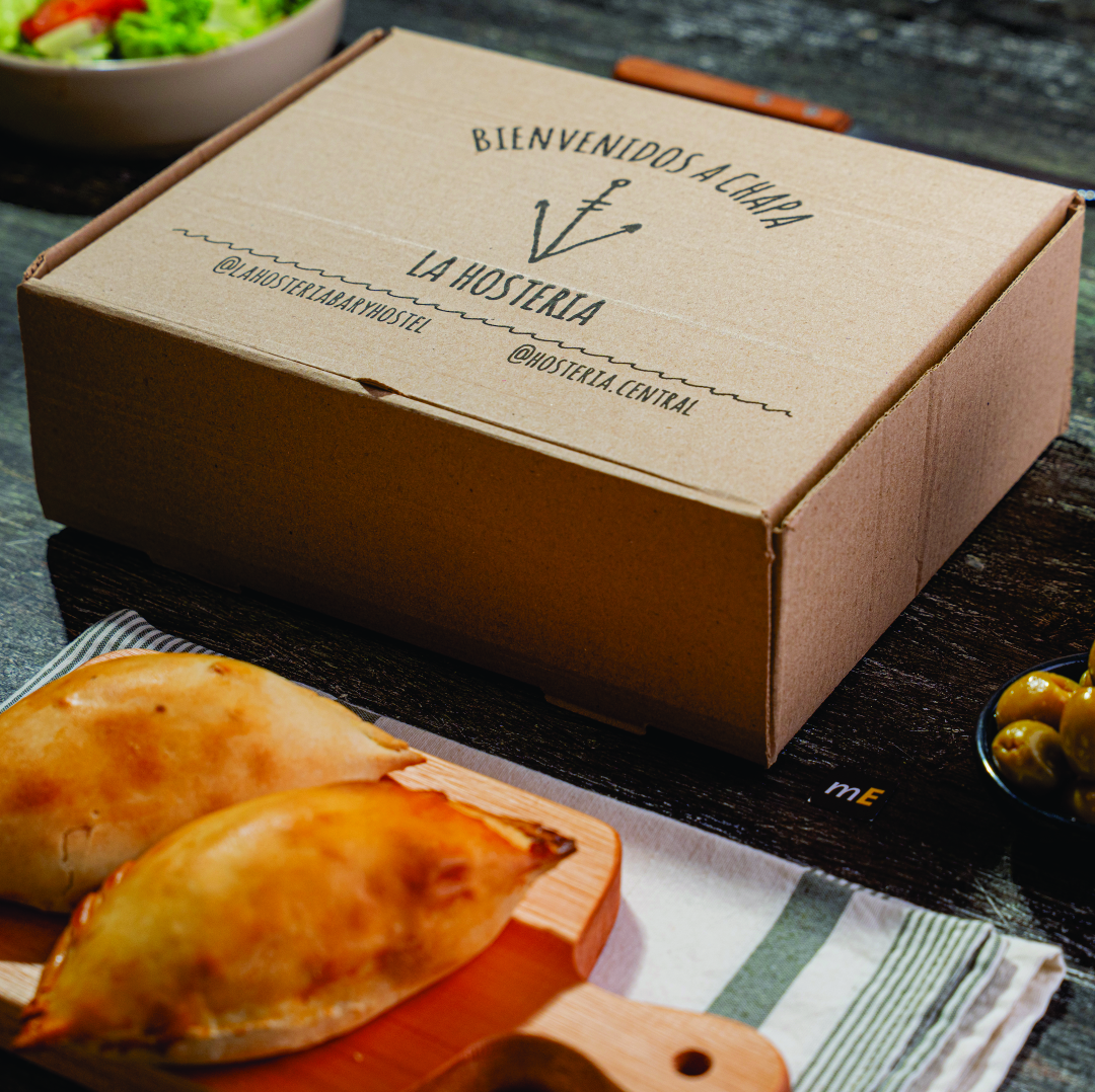 mEP CAJA EMPANADAS CARTON MICRO MARRON/MARRON PERSONALIZADO 1/2 DOC ESPECIAL (19*24*8M) X UNIDAD