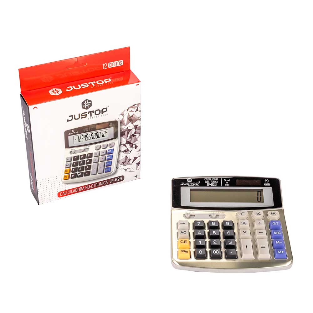 CALCULADORA JUSTOP ELECTRONICA (626) 12 DIGITOS (16*16.5CM) *UNID