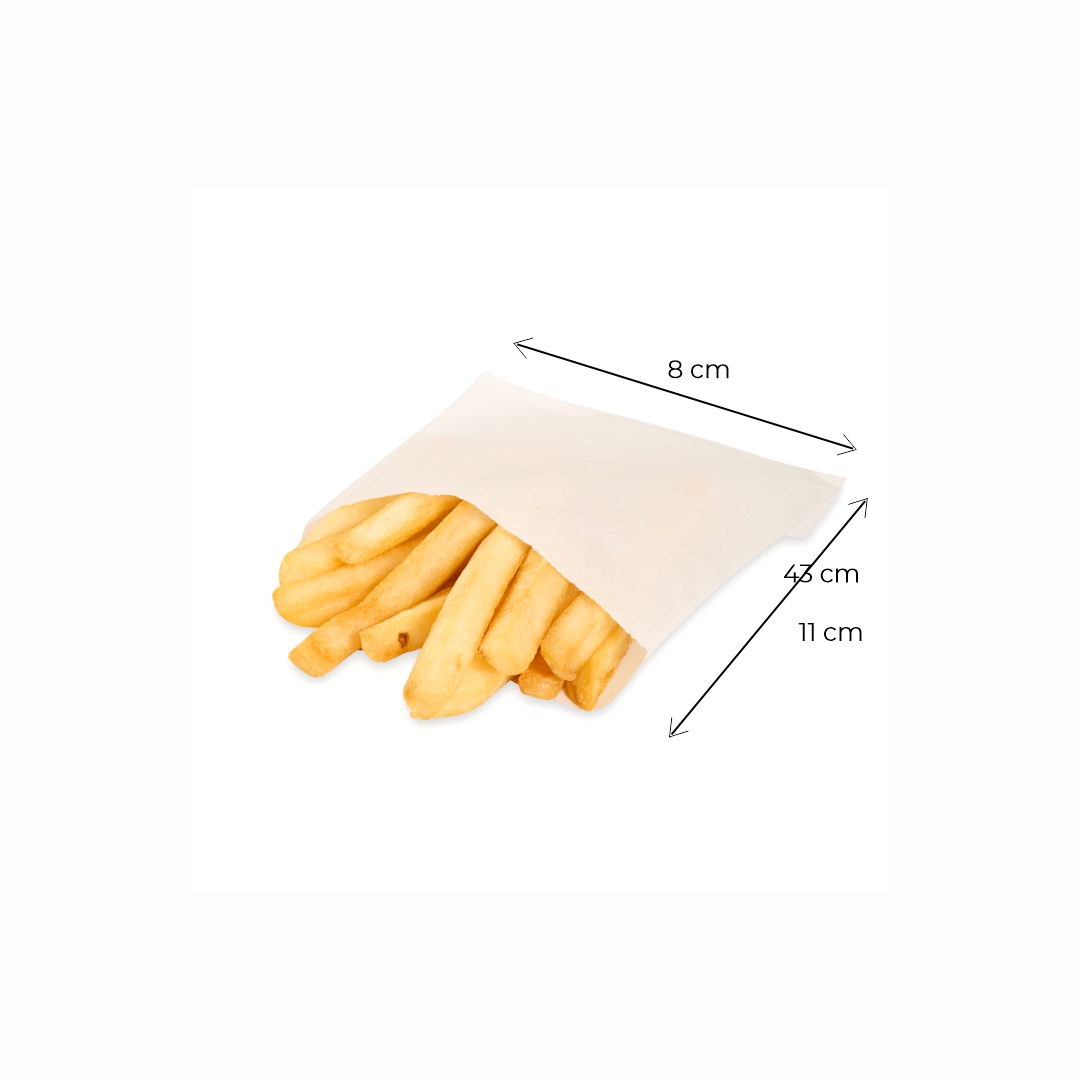 mEP SOBRE PAPAS FRITAS BIOXIDO BLANCO  PERSONALIZADO (11*8CM) X UNIDAD