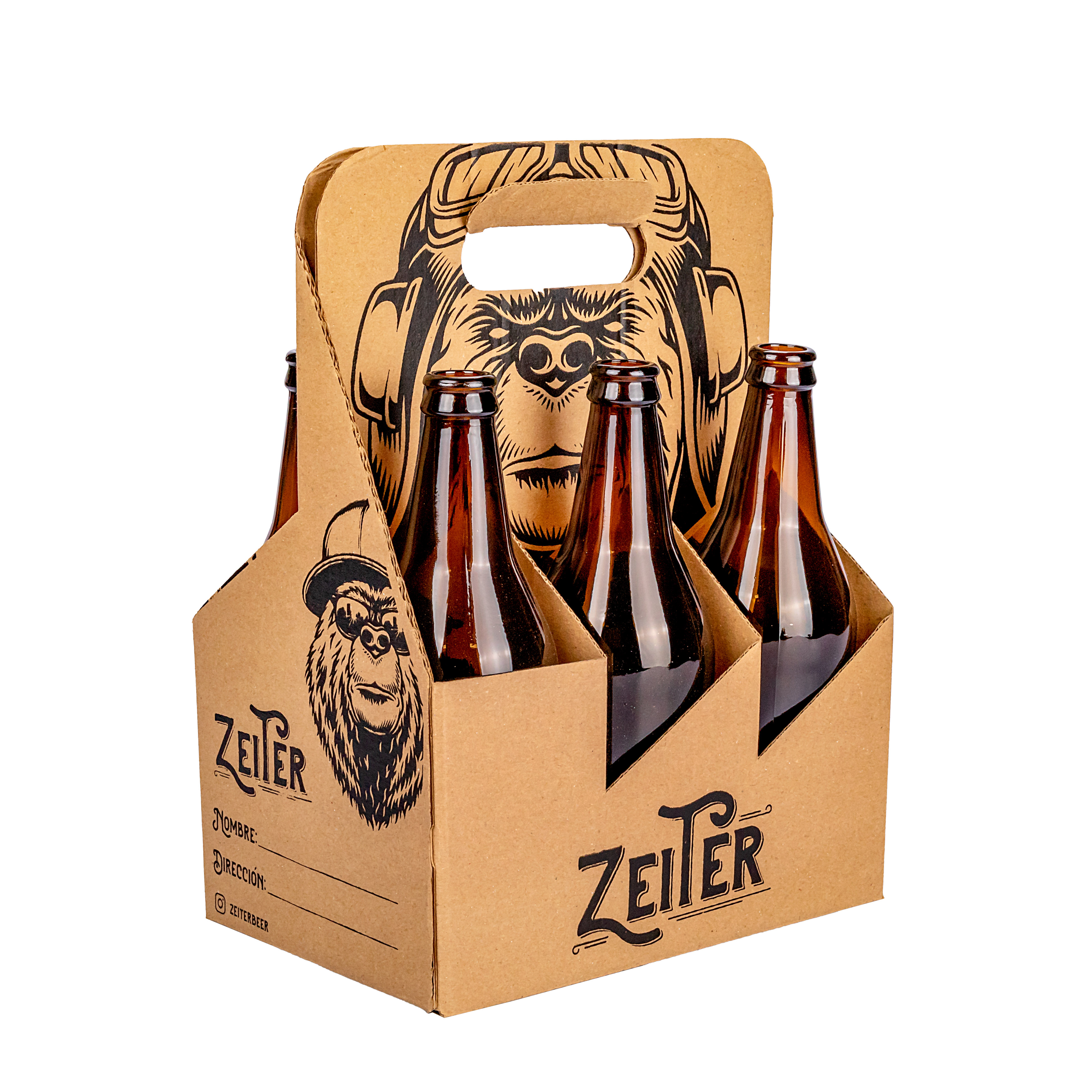 mEP CAJA CERVEZA CARTON MICRO MARRON/MARRON 6 PORRONES X UNIDAD