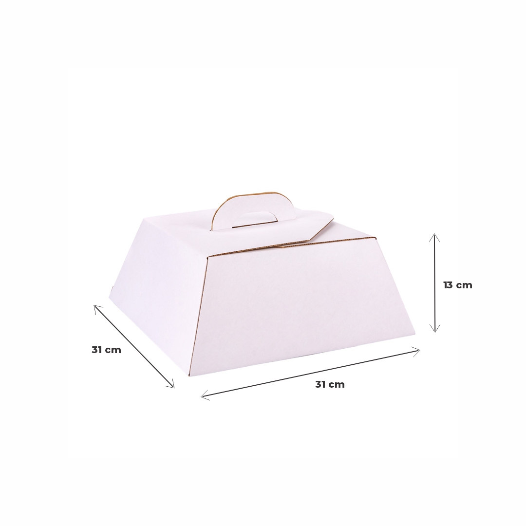 mEP ESTUCHE TORTA CARTON MICRO BLANCO/MARRON PERSONALIZADO GRANDE (31*31*13CM) X UNIDAD
