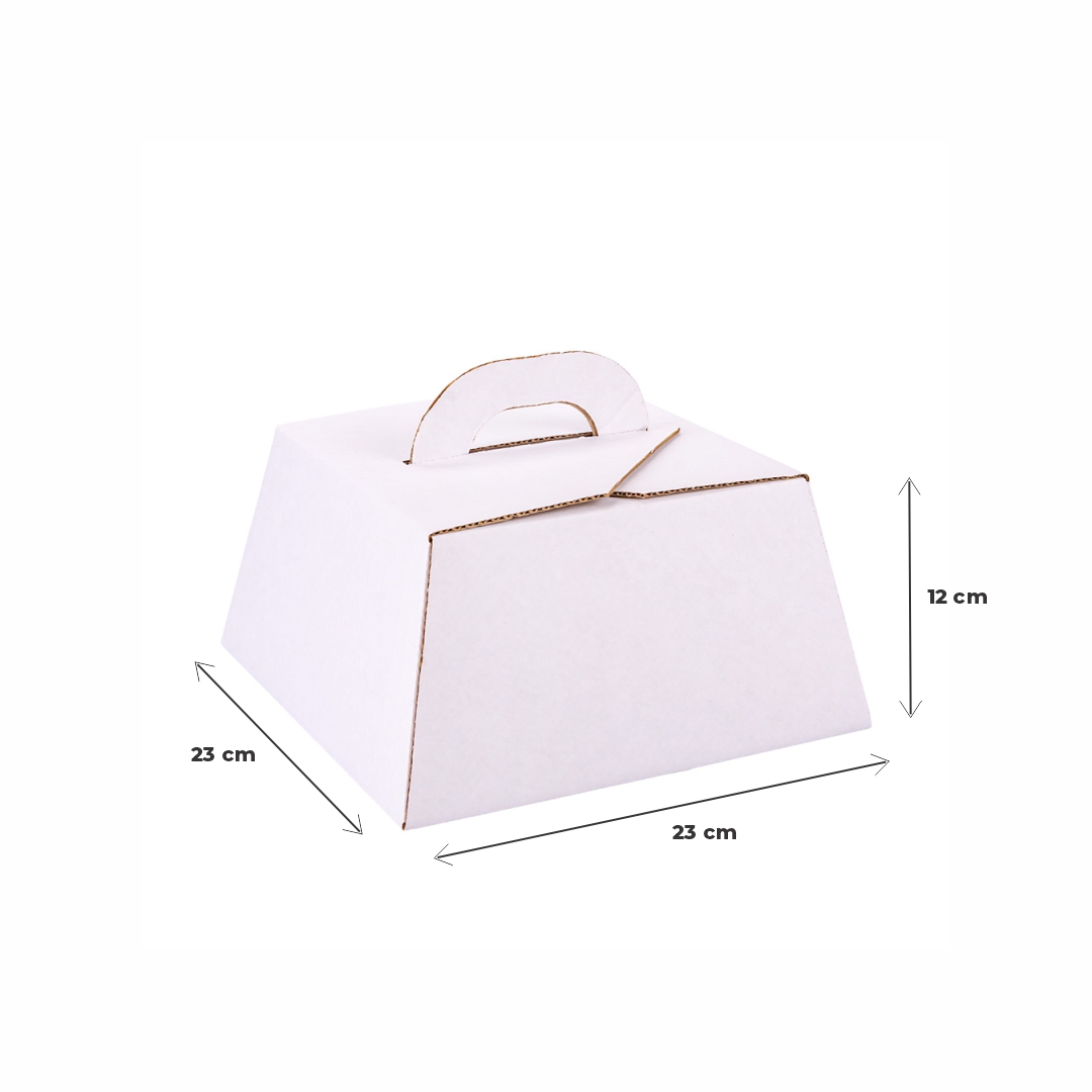 mEP ESTUCHE TORTA CARTON MICRO BLANCO/MARRON PERSONALIZADO CHICO (23*23*12CM) X UNIDAD