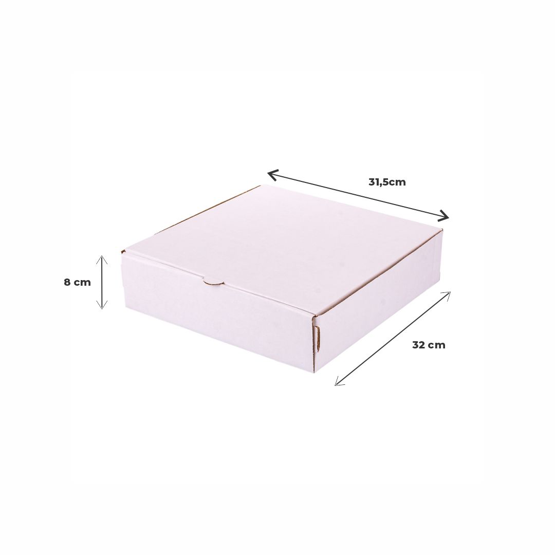 mEP CAJA PIZZA CARTON MICRO BLANCO/MARRON PERSONALIZADO DOBLE (31.5*32*8CM) X UNIDAD