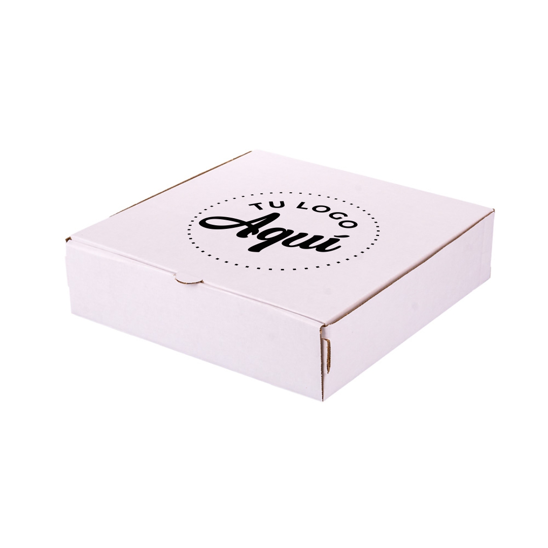 mEP CAJA PIZZA CARTON MICRO BLANCO/MARRON PERSONALIZADO DOBLE (31.5*32*8CM) X UNIDAD