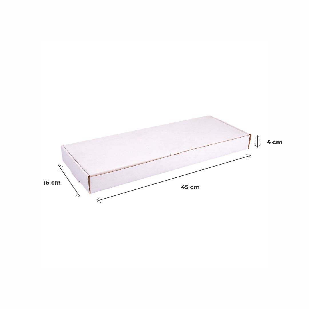 mEP CAJA MILANESA CARTON MICRO BLANCO/MARRON PERSONALIZADO (15*45*4CM) X UNIDAD