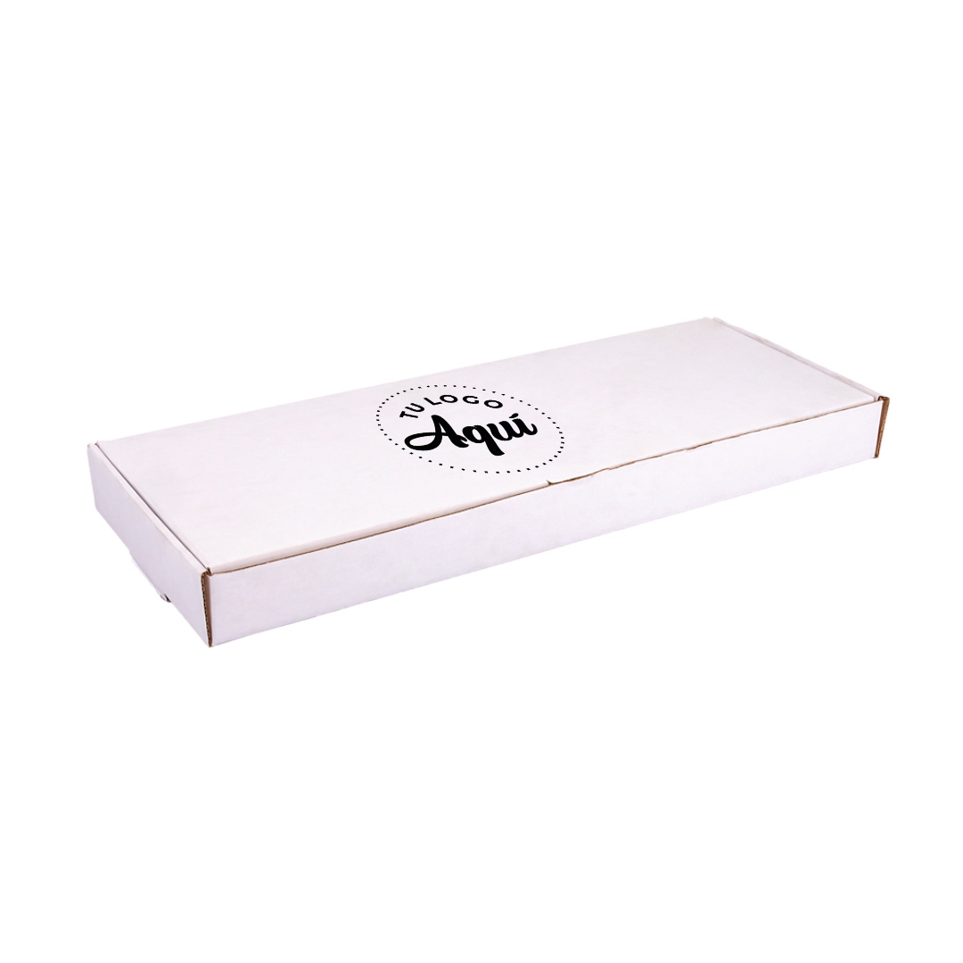 mEP CAJA MILANESA CARTON MICRO BLANCO/MARRON PERSONALIZADO (15*45*4CM) X UNIDAD