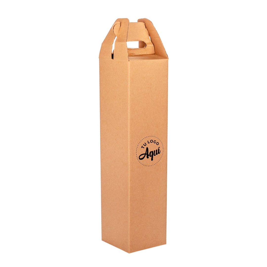 mEP CAJA VINO CARTON MICRO MARRON/MARRON PERSONALIZADO 1 BOTELLA (8.5*8.5*33.5CM) X UNIDAD