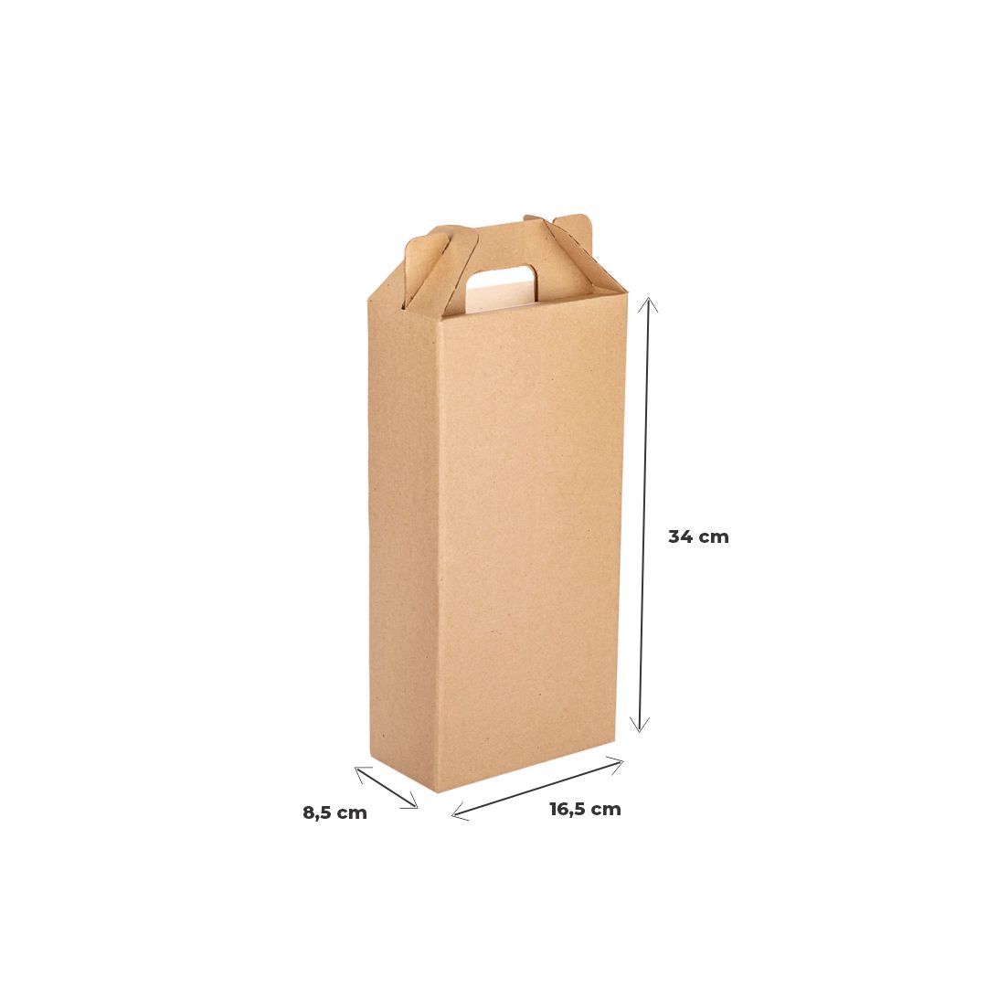 mEP CAJA VINO CARTON MICRO MARRON/MARRON PERSONALIZADO 2 BOTELLAS (8.5*16.5*34CM) X UNIDAD