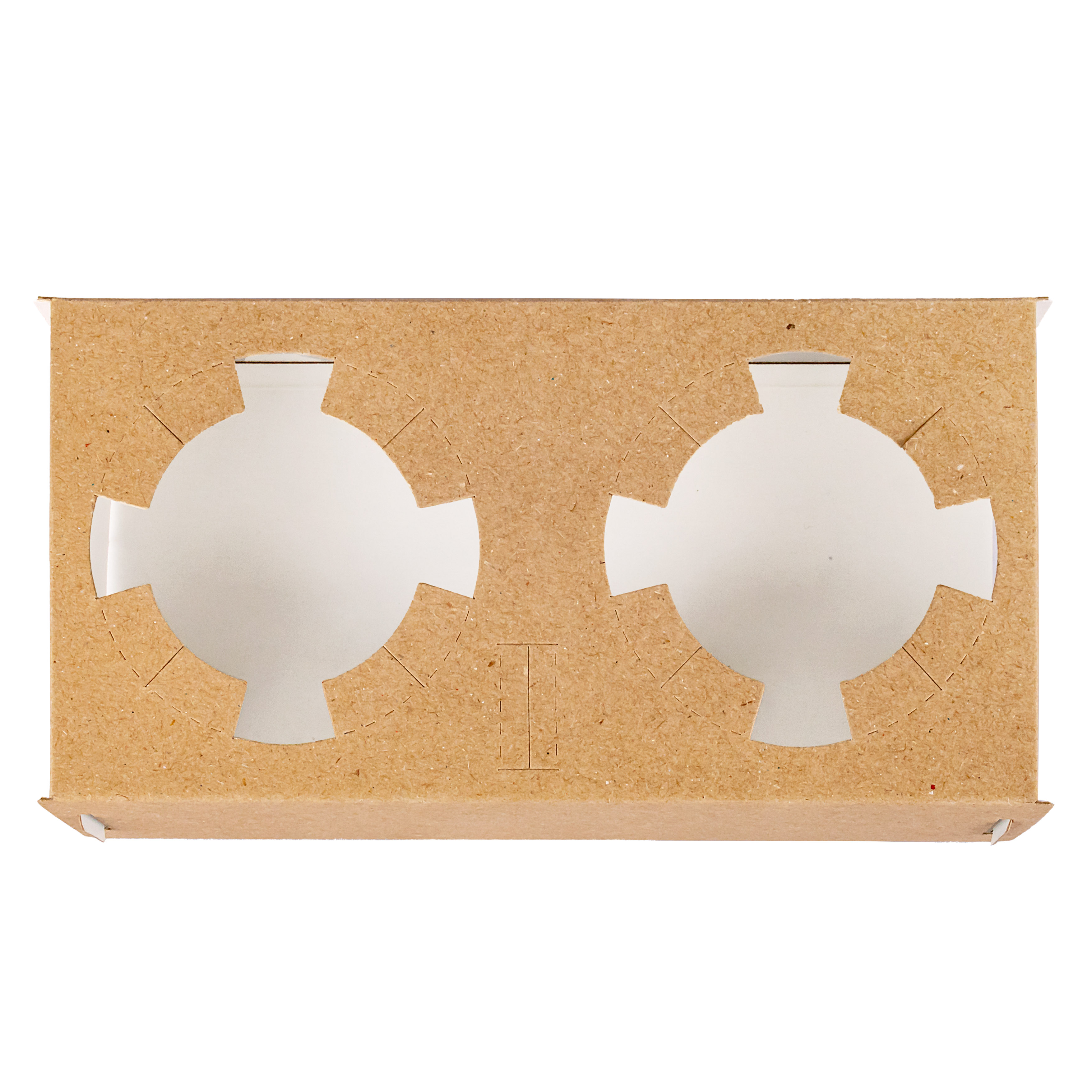 mEP PORTAVASOS BASE KRAFT/BLANCO PERSONALIZADO PARA 2 VASOS CAFE (18*9*5CM) X UNIDAD