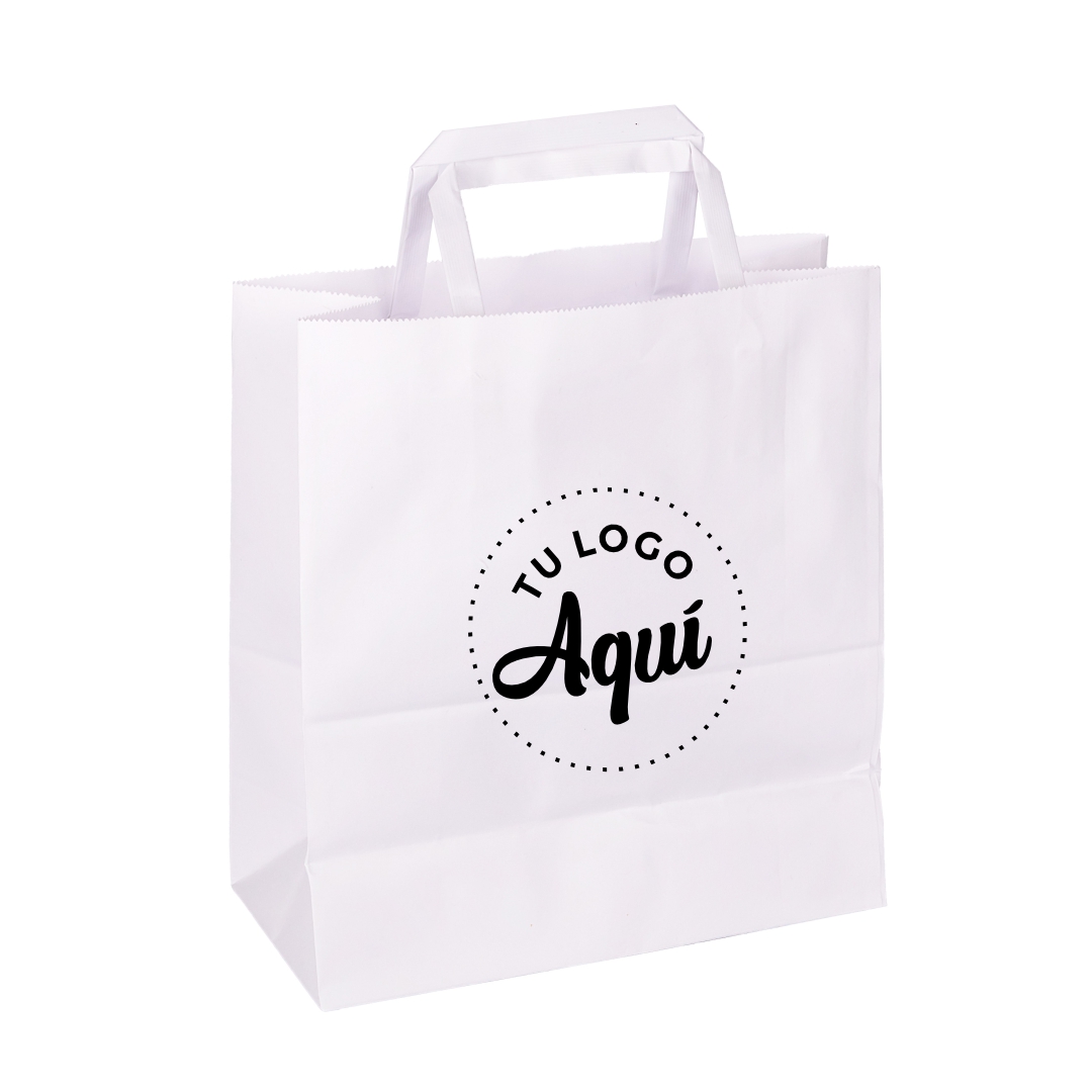 mEP BOLSA BOUTIQUE PAPEL BLANCA PERSONALIZADA 22*10*24CM X UNIDAD