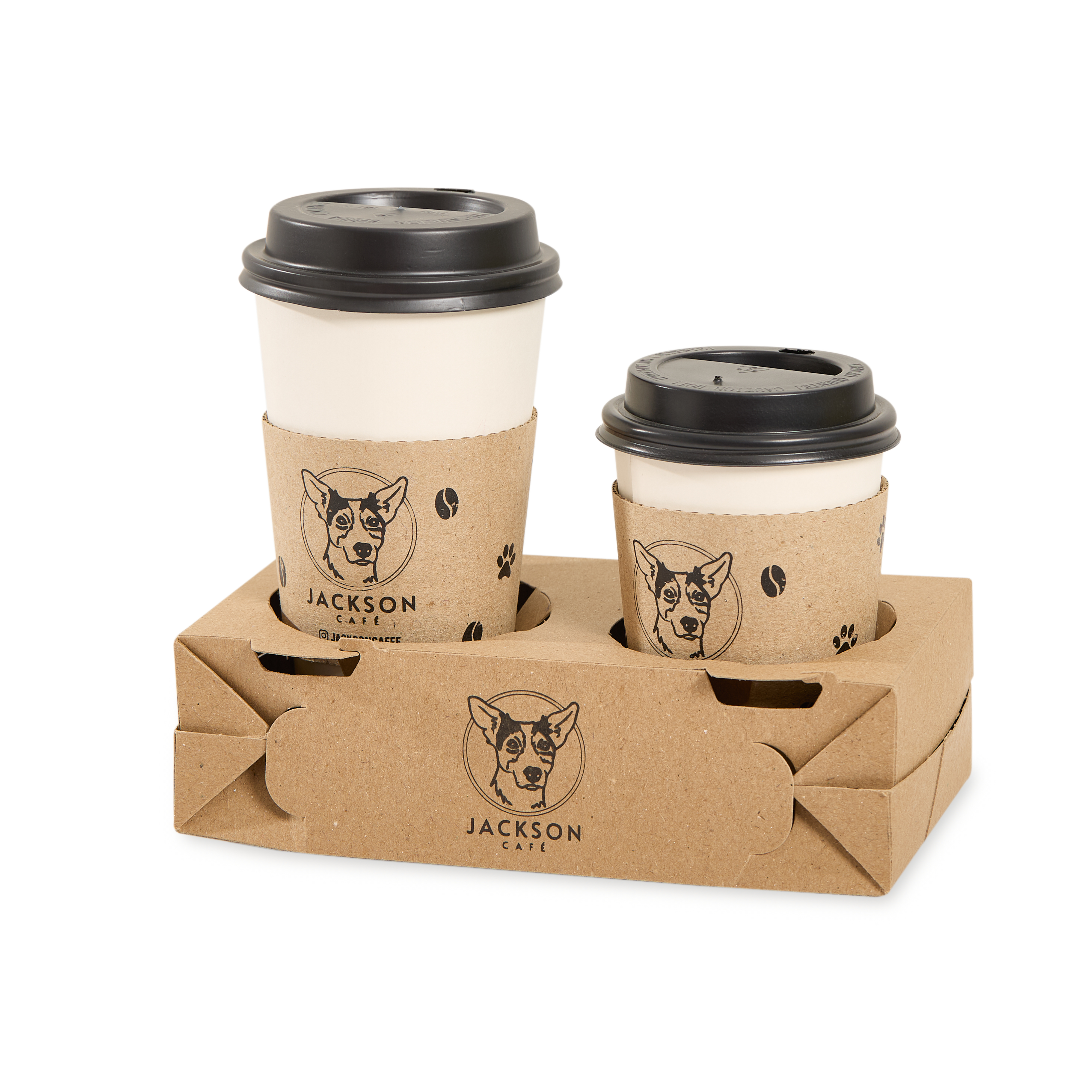 mEP PORTAVASOS BASE CARTON KRAFT PERSONALIZADO 2 VASOS BIOHZ (18.2*9.2*5.3CM) X UNIDAD