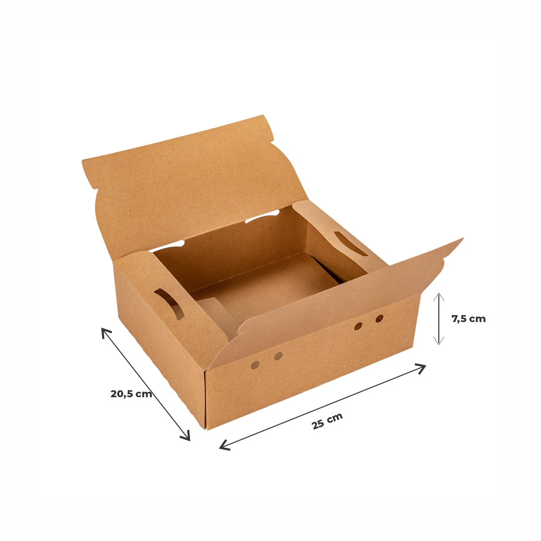mEP CAJA DELIVERY KRAFT PERSONALIZADO 2 COMBOS BIOHZ (25*20.5*7.5CM) X UNIDAD