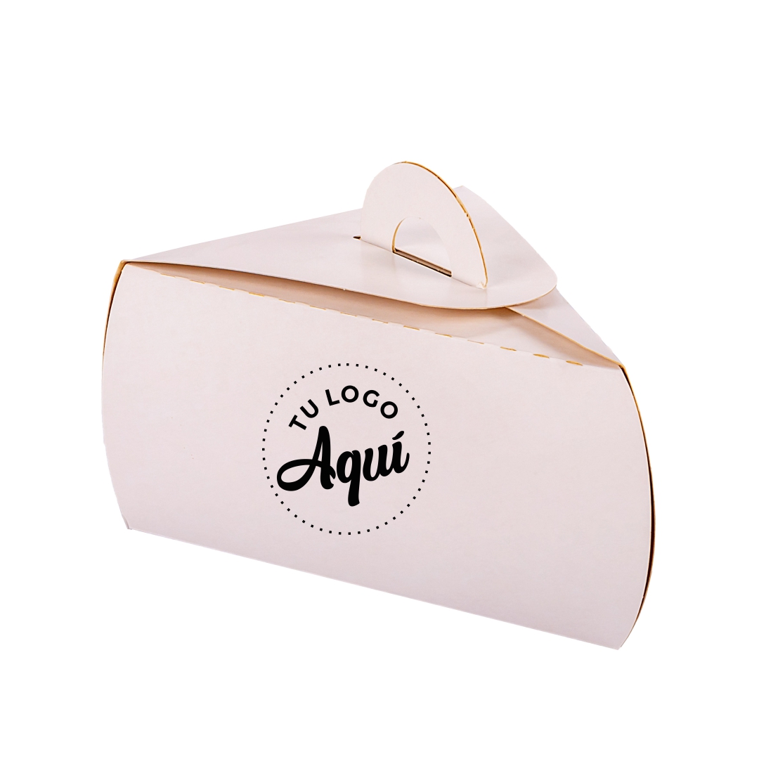 mEP ESTUCHE TORTA CARTULINA BLANCA PERSONALIZADO PORCION BIOHZ (10*17*11.5CM) X UNIDAD