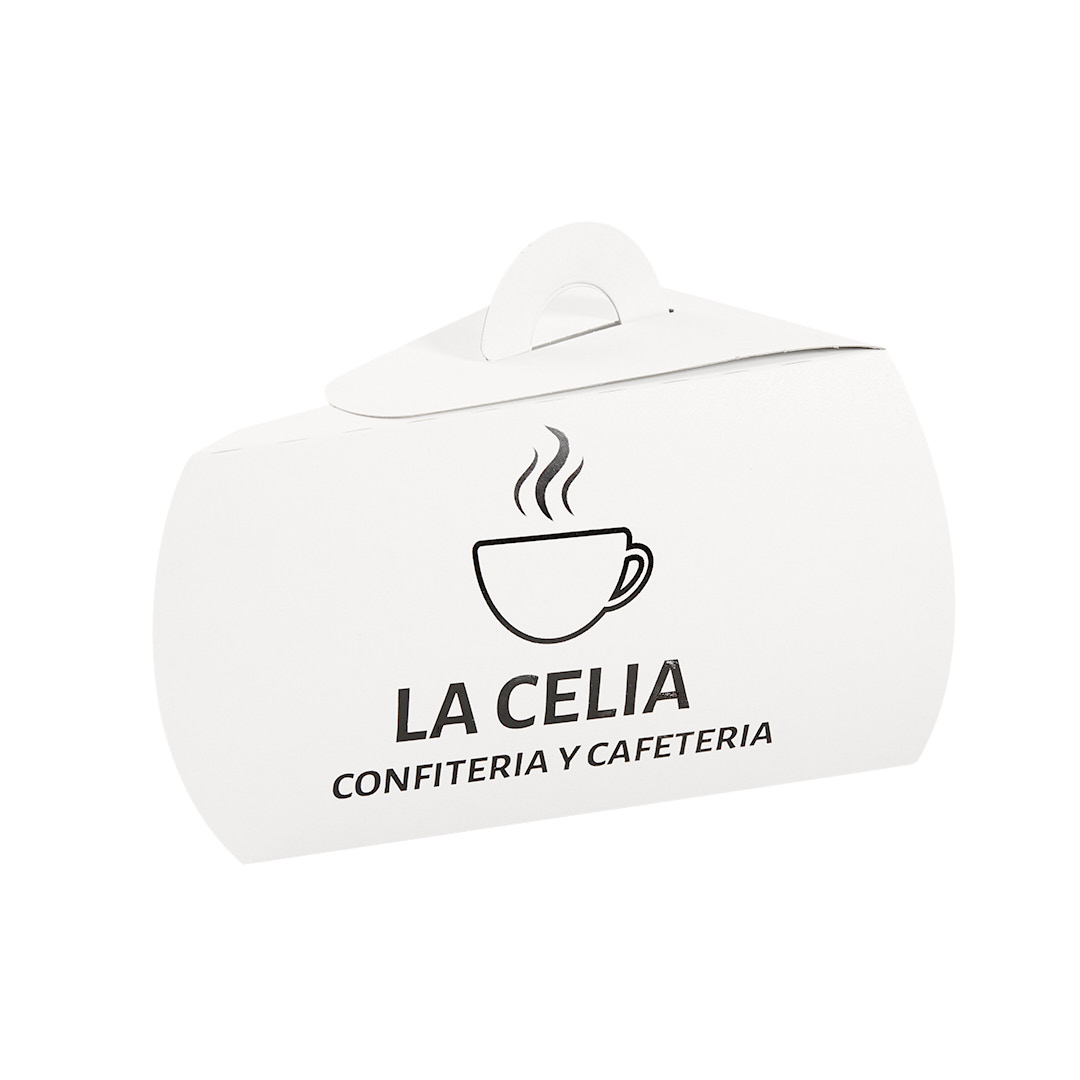 mEP ESTUCHE TORTA CARTULINA BLANCA PERSONALIZADO PORCION BIOHZ (10*17*11.5CM) X UNIDAD