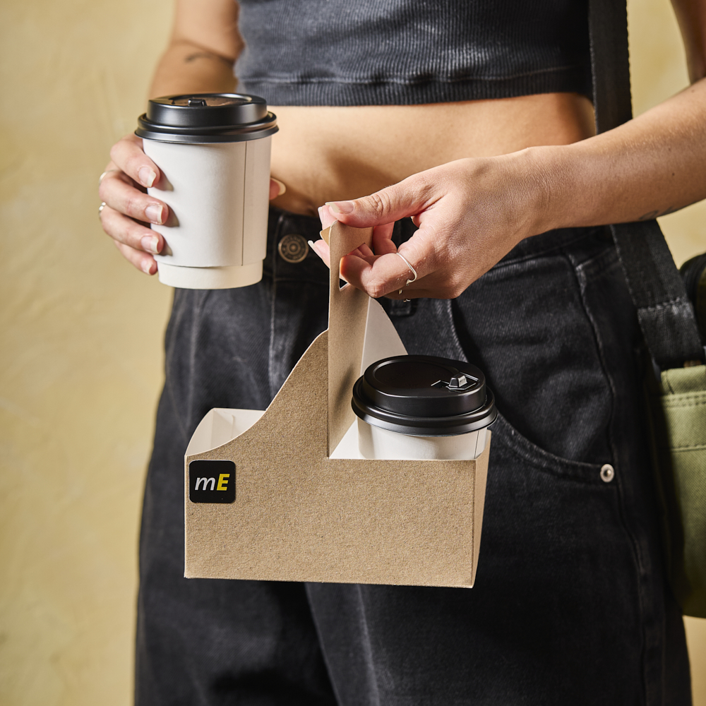mEP PORTAVASOS VALIJA CARRY TRAY KRAFT/BLANCO PERSONALIZADO 2 VASOS (15*7.4*7CM) X UNIDAD