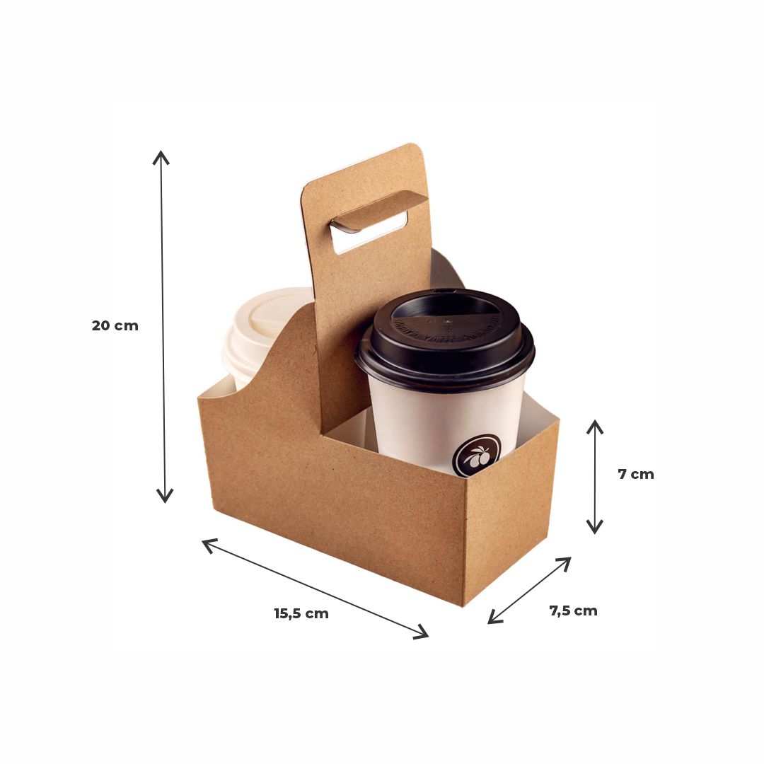 mEP PORTAVASOS VALIJA CARRY TRAY KRAFT/BLANCO PERSONALIZADO 2 VASOS (15*7.4*7CM) X UNIDAD
