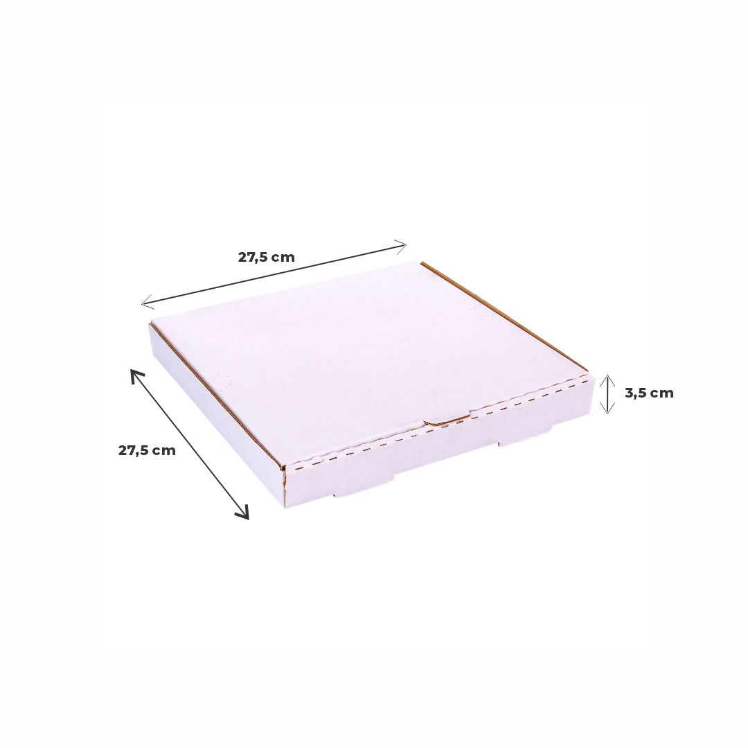mEP CAJA PIZZA CARTON MICRO BLANCO/MARRON PERSONALIZADO CHICA (27*27*3.5CM) X UNIDAD