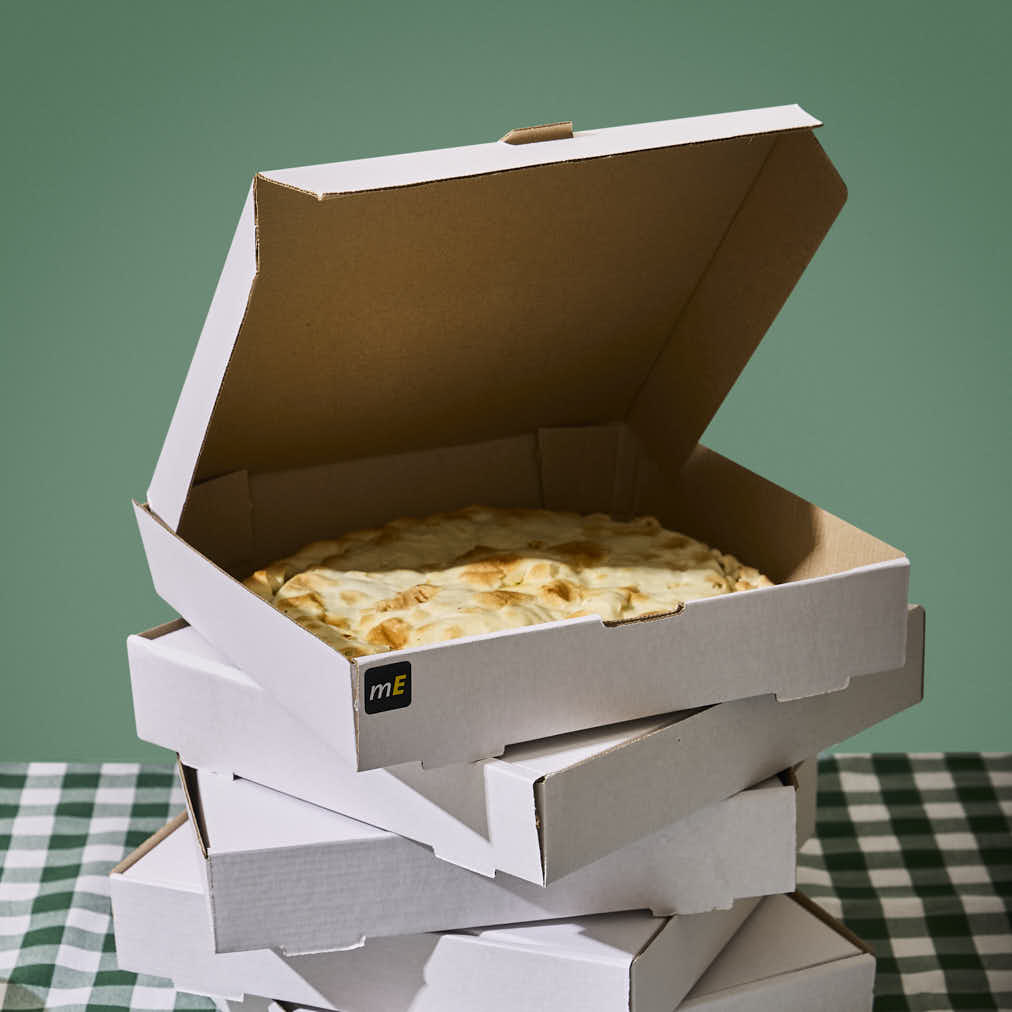 mEP CAJA PASCUALINA CARTON MICRO BLANCO/MARRON PERSONALIZADO (28*28*5.3CM) X UNIDAD
