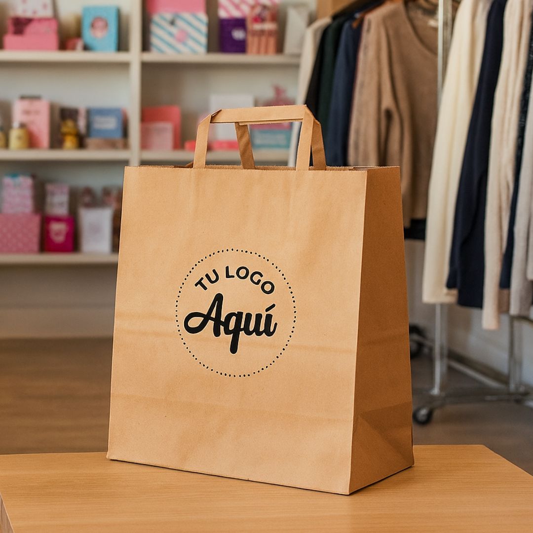 mEP BOLSA BOUTIQUE PAPEL KRAFT PERSONALIZADA 34*17*39CM X UNIDAD