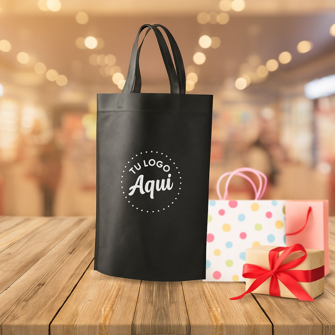 mEP BOLSA FRISELINA PERSONALIZADA ASA LARGA NEGRA 30*40CM X UNIDAD