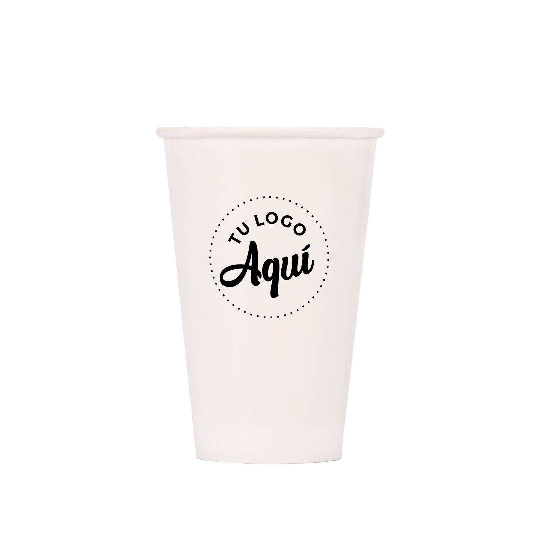 mEP VASO POLIPAPEL SIMPLE PARED PARA FRIO BLANCO PERSONALIZADO .12OZ (355CC) X UNIDAD