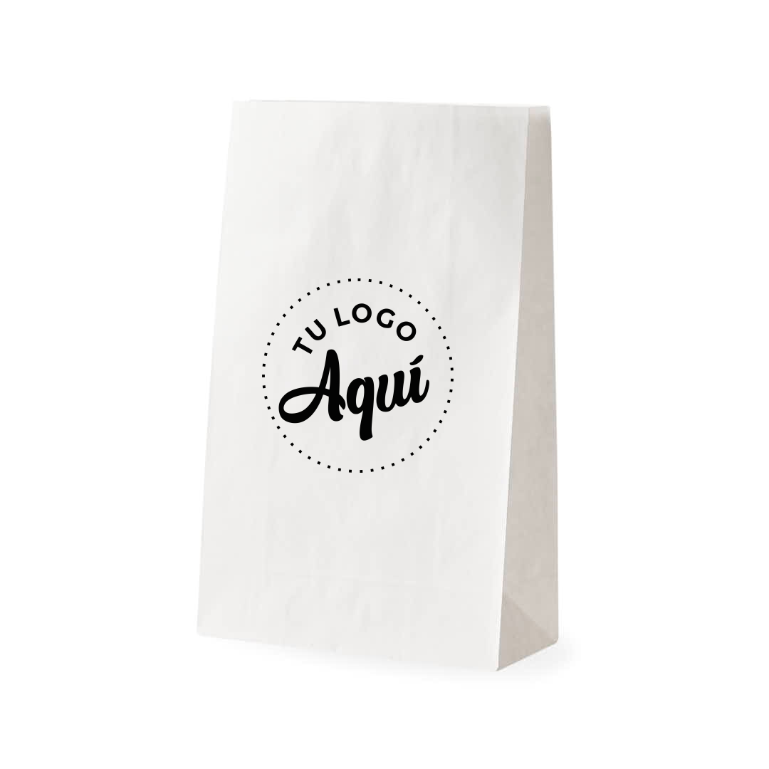 mEP BOLSA DELIVERY PAPEL BLANCO PERSONALIZADA FONDO CUADRADO Nº7 (26*12*40CM) X UNIDAD