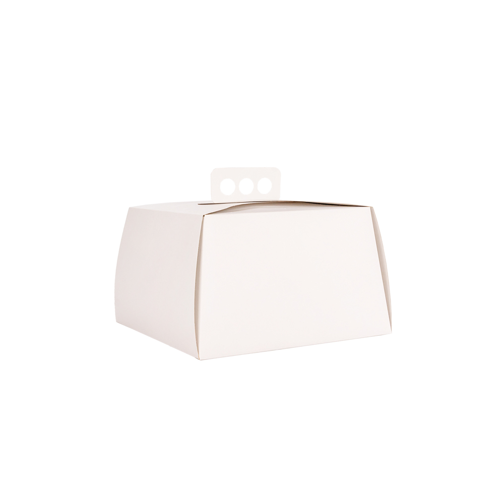 mEP CAJA PARA TORTA CART. BLANCA PERSONALIZADO (25*25*15CM - C/ASA) X UNIDAD