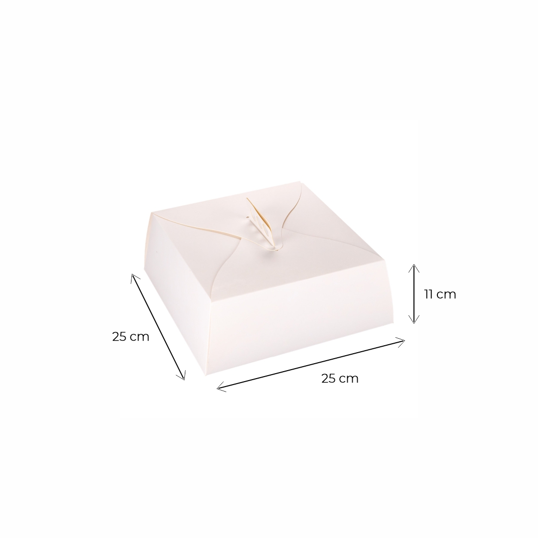 mEP CAJA PARA TORTA CART. BLANCA PERSONALIZADO (25*25*11CM - C/ASA) X UNIDAD