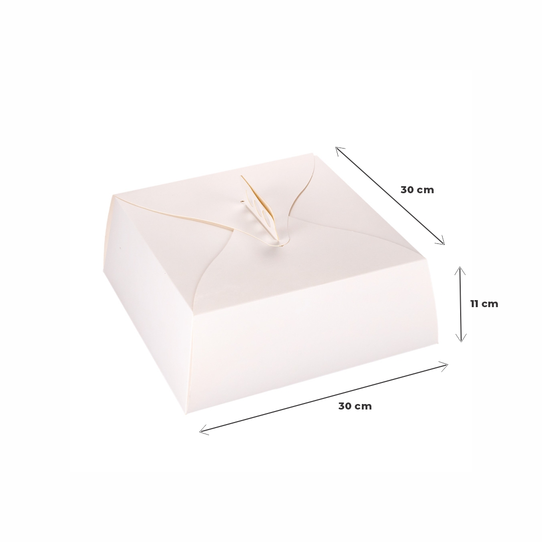 mEP CAJA PARA TORTA CART. BLANCA PERSONALIZADO (30*30*11CM - C/ASA) X UNIDAD