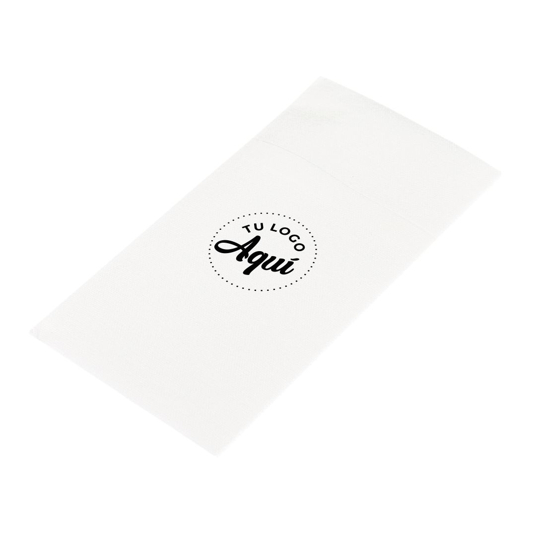 mEP SERVILLETA PAPEL SIMIL TELA BLANCA PERSONALIZADA AIRLAID 40*40CM PORTACUBIERTOS X UNIDAD