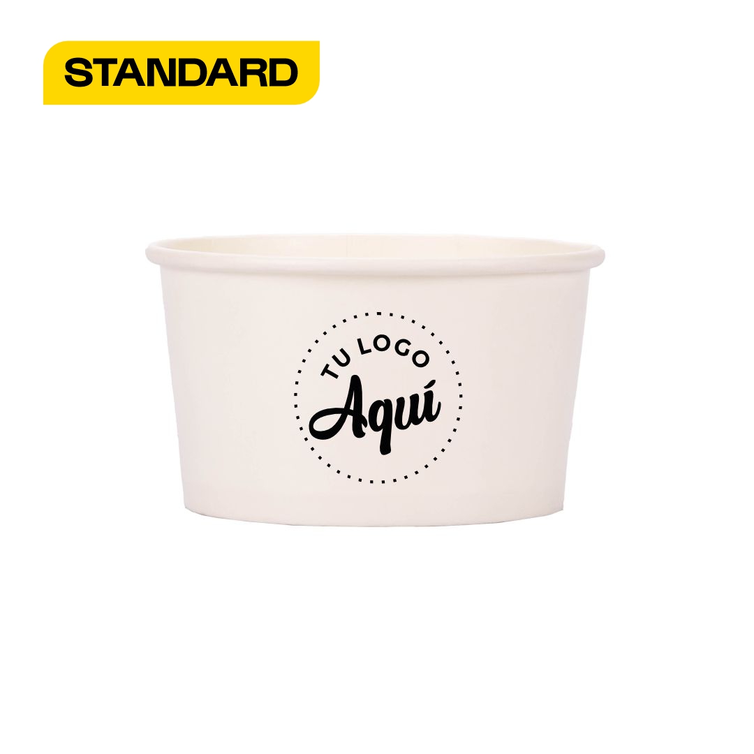 mEP POTE HELADO POLIPAPEL BLANCO PERSONALIZADO 250CC mE (8.5OZ) X UNIDAD