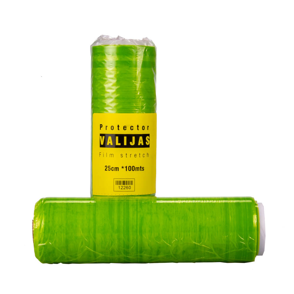 FILM STRETCH FERNANDEZ.COLOR VERDE PROTECTOR DE VALIJAS (25CM) ROLLO *100MTS