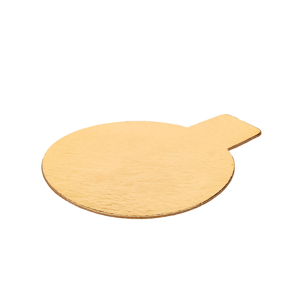 DISCOS DE CARTON DORADOS 9CM CON PESTAÑA *100UNID