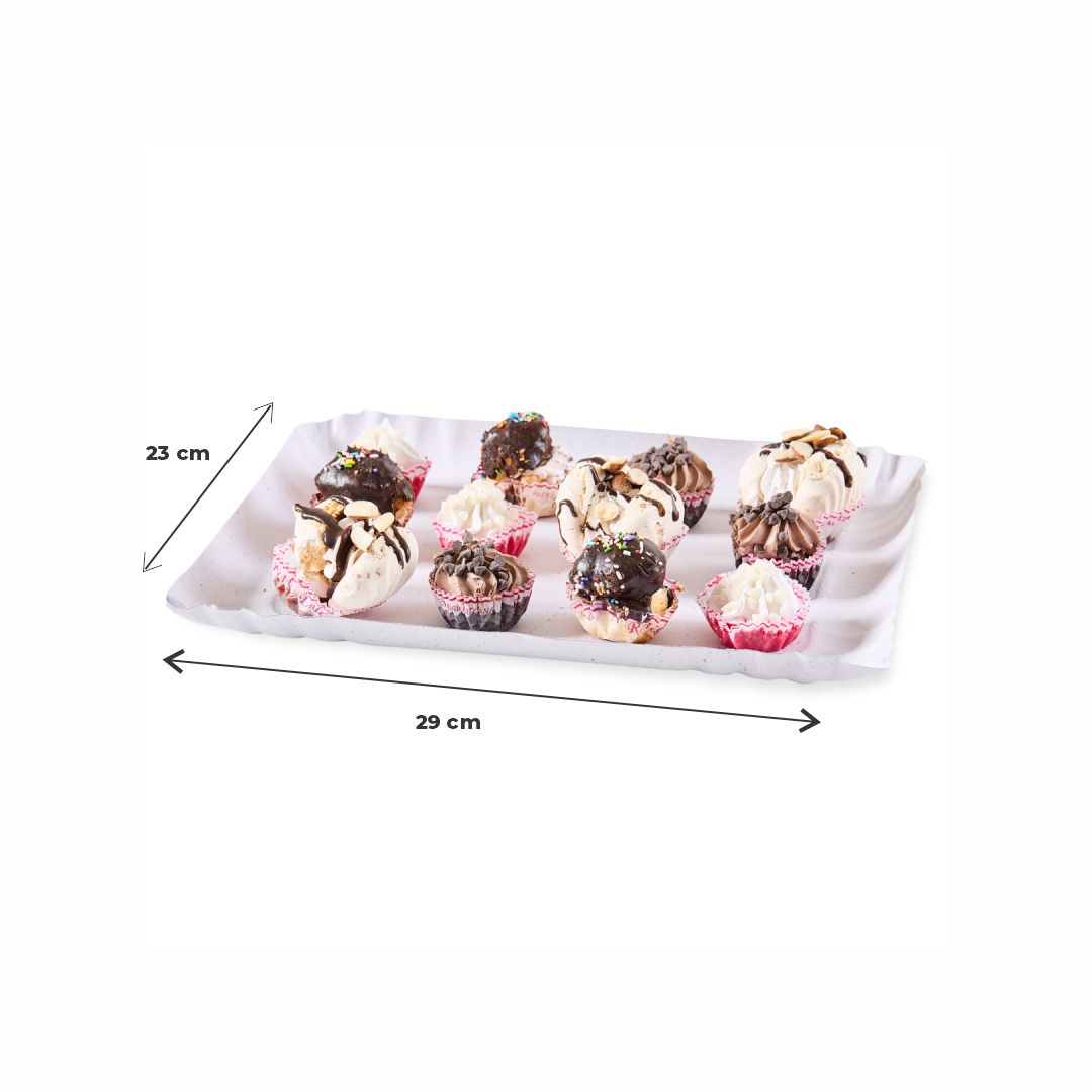 BANDEJA CARTON RECTANGULAR BLANCA LINEA.ROJA Nº6 (23*29CM) *100UNID