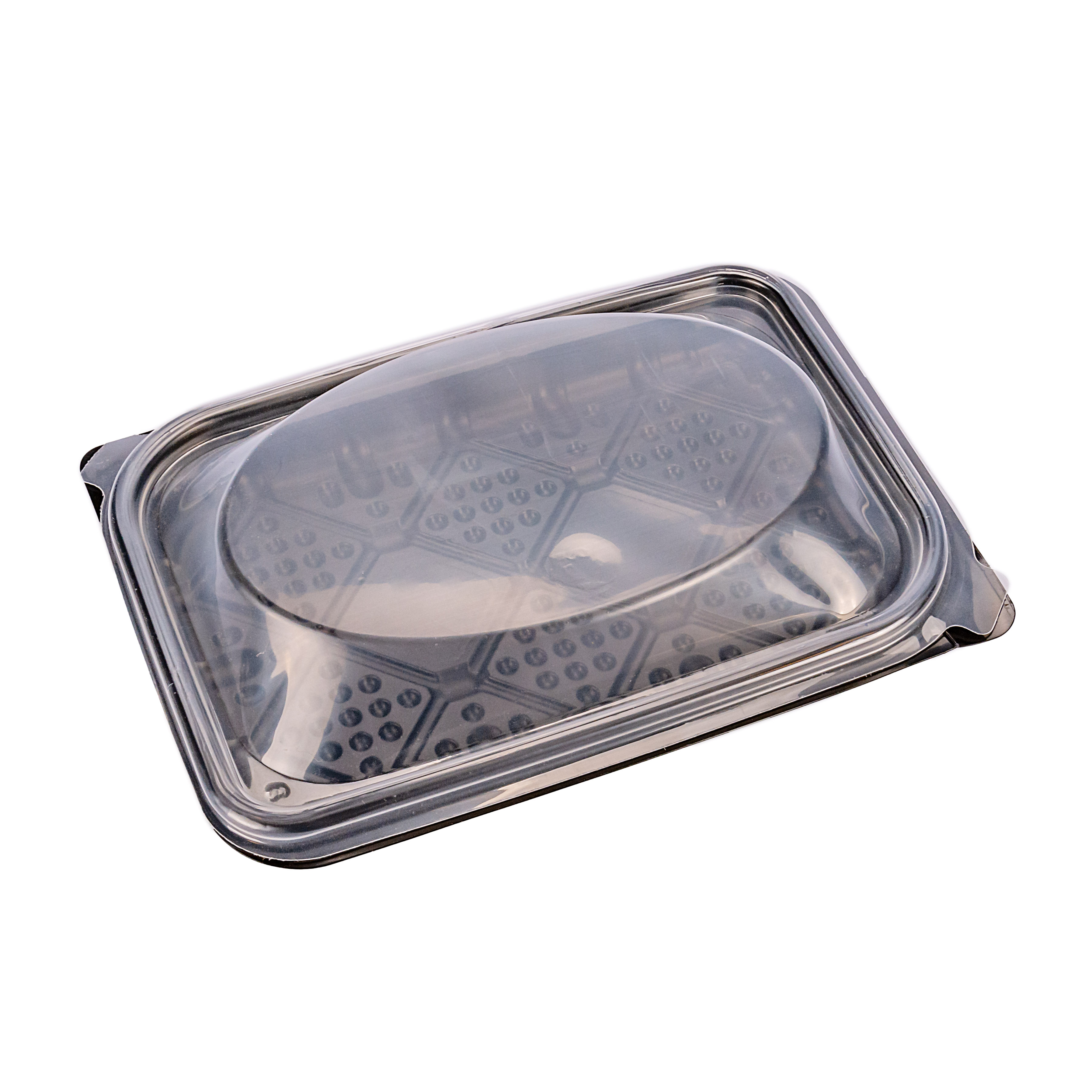 BANDEJA MICRO BANDEX NEGRA 1/2 COSTILLA C/TAPA PP (18*25*5CM) (106500BYTPP) *50UNID