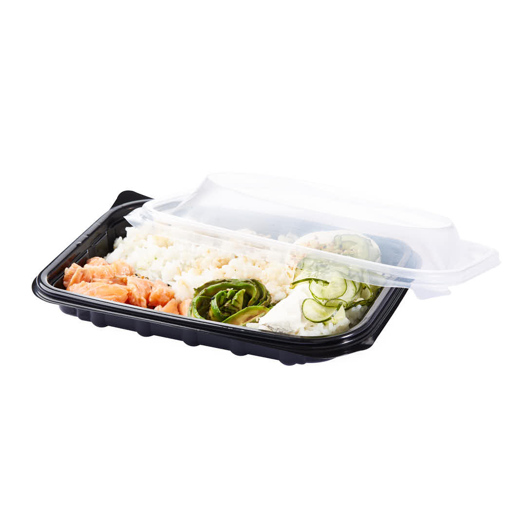 BANDEJA MICRO BANDEX NEGRA 1/2 COSTILLA C/TAPA PP (18*25*5CM) (106500BYTPP) *50UNID