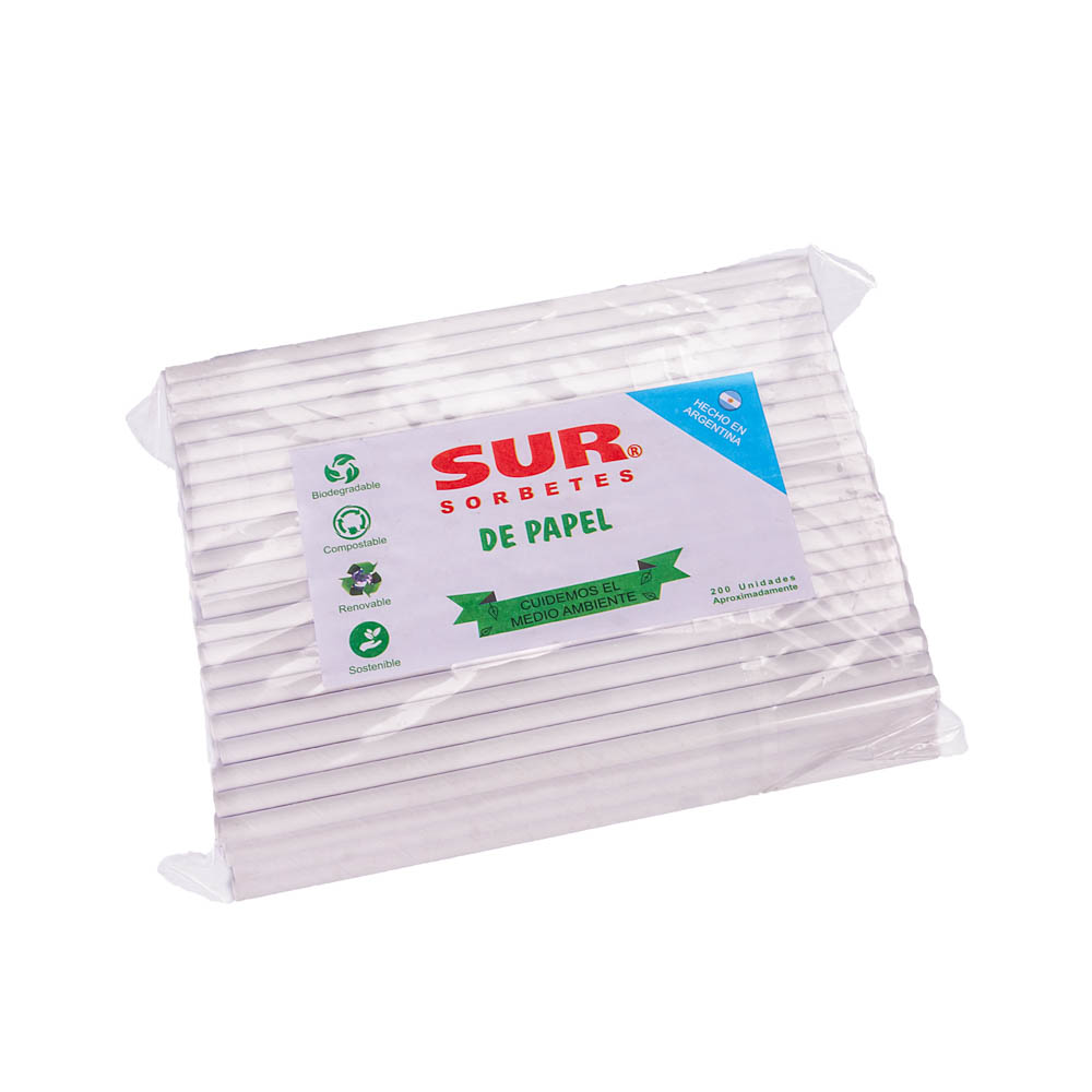 SORBETES GASTRONOMICOS DE PAPEL BLANCOS SUR (7MM*20CM) PAQ.*200UNID