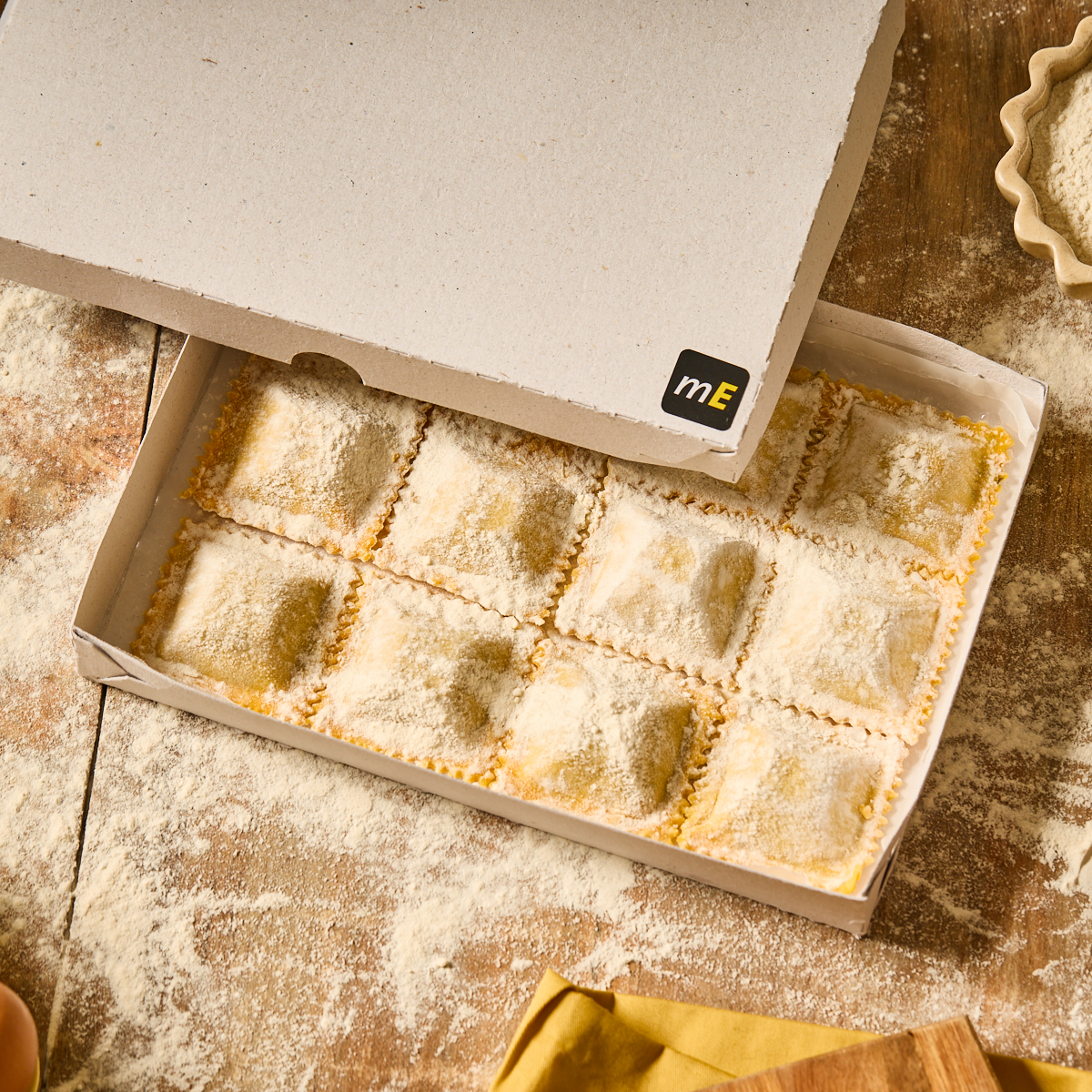 CAJA RAVIOLES CARTON GRIS (2 PLANCHAS) (17.5*28.5*3.5CM) *100UNID