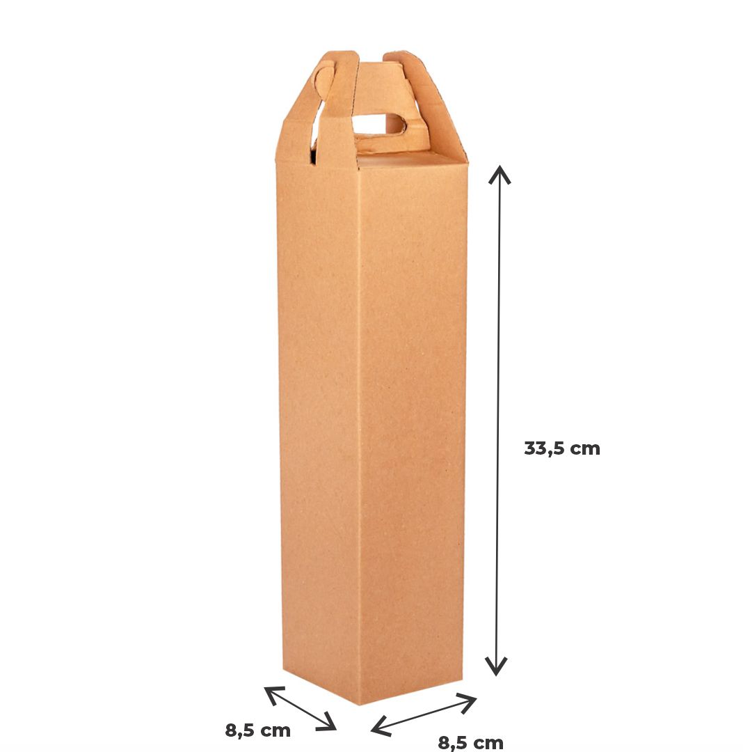 CAJA VINO CARTON MICRO MARRON/MARRON (8.5*8.5*33.5CM) (1 BOTELLA) *50UNID.