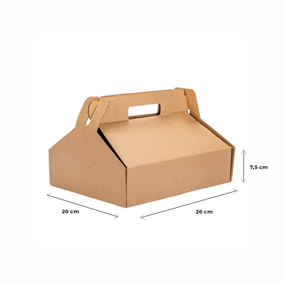 CAJA MALETIN GRANDE CARTON MICRO MARRON/MARRON (20*26*7.5CM) *100UNID.