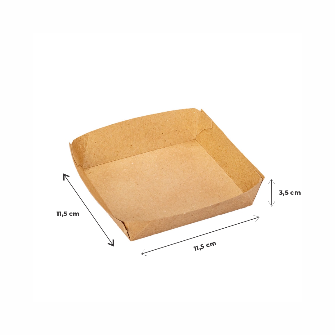 CAJA DELIVERY BIOHZ CARTON BANDEJA CHICA FOOD TRUCK (11.5*11.5*3.5CM) *250UNID