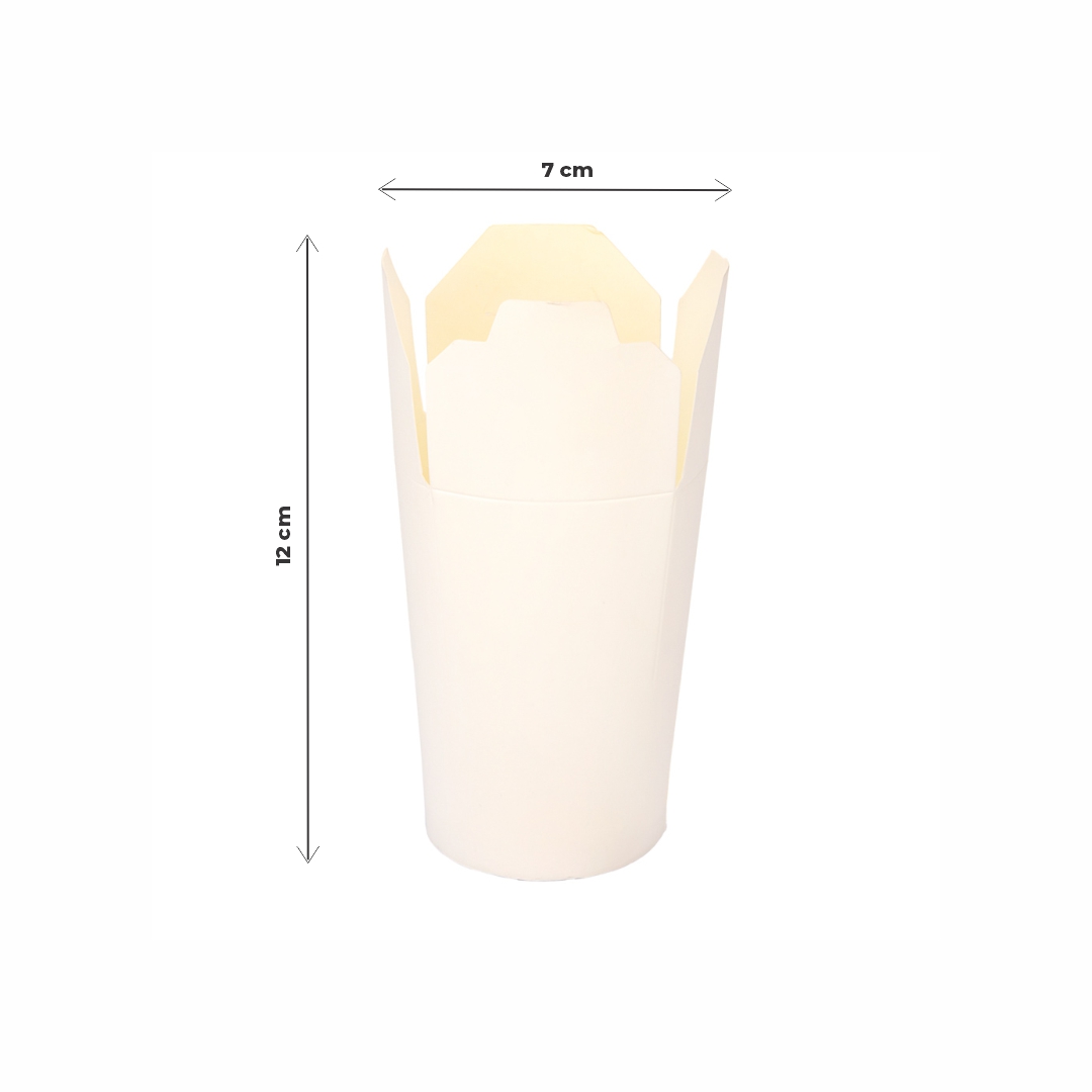 CONTENEDOR WOK POLIPAPEL CON TAPA BLANCO 17OZ (7CM DIAM*12CM ALTO) *30UNID